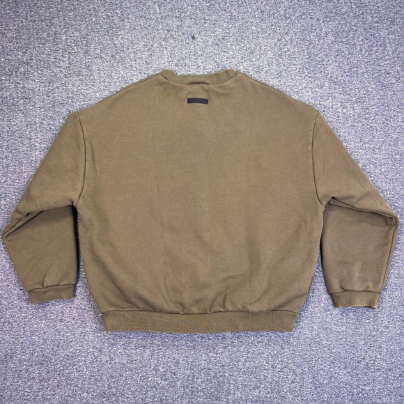 Fear of God Essentials Crewneck Sweatshirt Men S Military Green Pockets Pullover - Picture 2 of 16